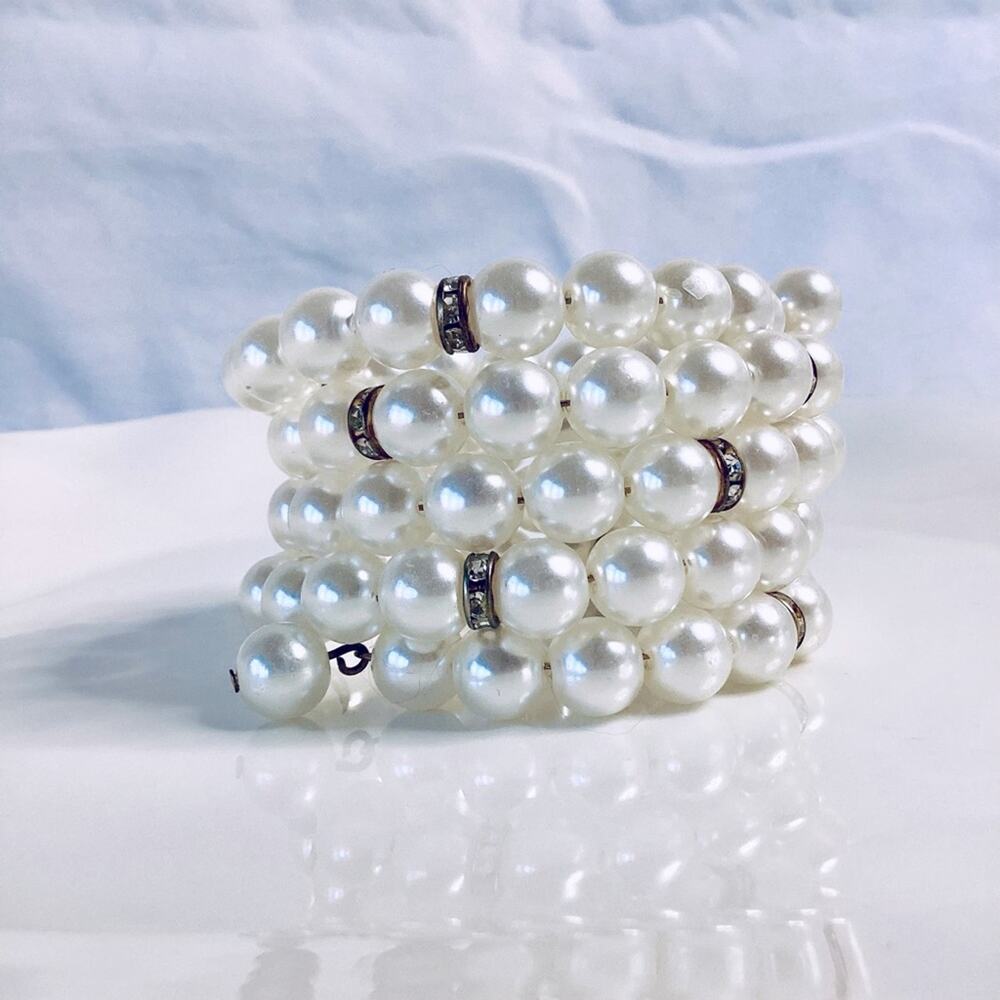 Faux Pearl Beaded Wrap Bracelet
